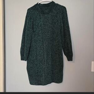Chenille Green Sweater Dress